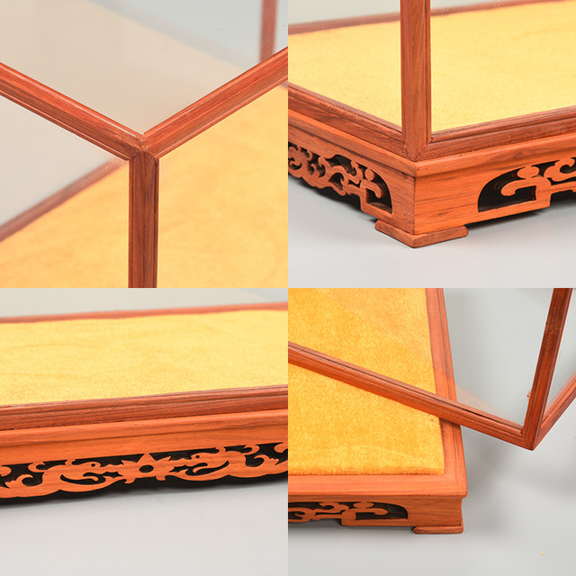 Customized rosewood Buddha statue transparent display glass cover