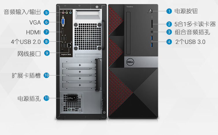 Dell/戴尔电脑 Vostro3667 3668成就固态硬盘家用商用台式机 - 图2