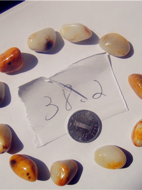 38.2克新疆和田玉籽料黄沁皮原石手链手串籽（颗颗独籽无修型真皮