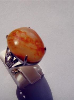 戒指包银真皮新疆和田玉籽料