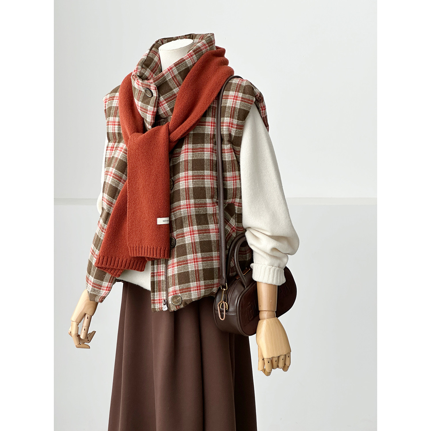 复古格纹立领马甲女百搭显瘦无袖背心羽绒马甲外套MJ046,淘宝优惠券,粉丝福利购,淘宝优惠卷