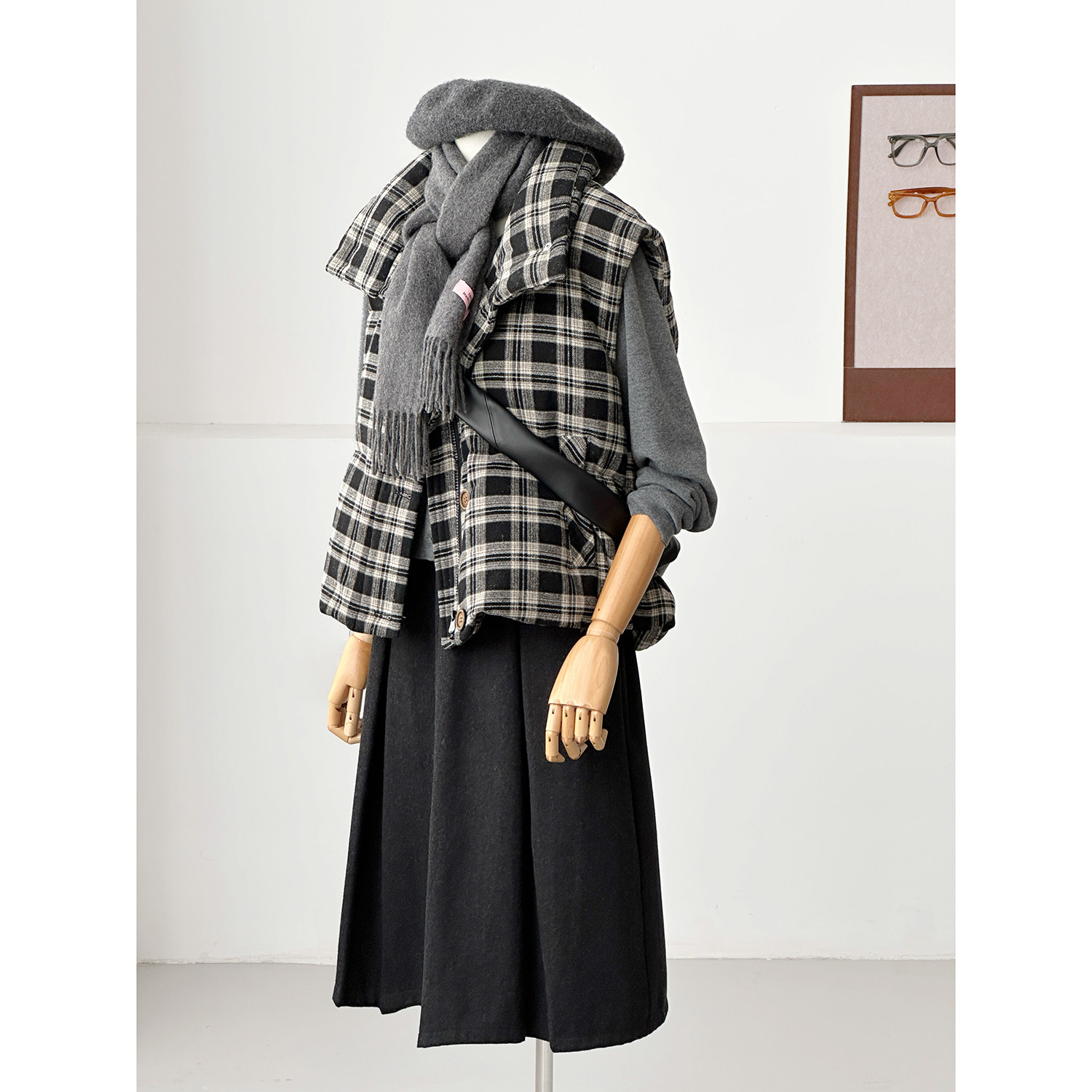 复古格纹立领马甲女百搭显瘦无袖背心羽绒马甲外套MJ046,淘宝优惠券,粉丝福利购,淘宝优惠卷