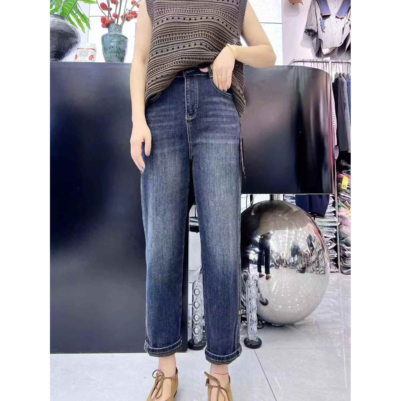 特！5703秋加大码牛仔裤女 190斤胖妹mm修身显瘦八九分烟管裤子,淘宝优惠券,粉丝福利购,淘宝优惠卷