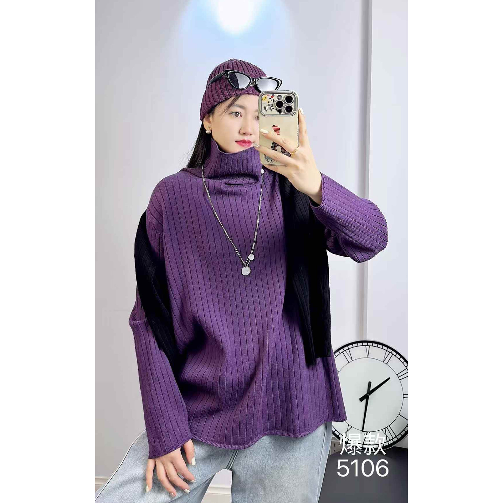 妃儿红5106秋冬加大码毛衣女 210斤胖妹mm堆领高领纯色长袖打底衫,淘宝优惠券,粉丝福利购,淘宝优惠卷