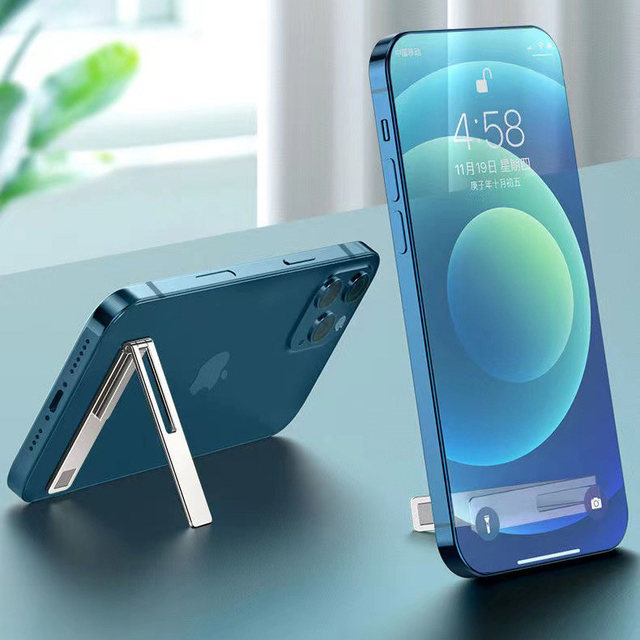 Metal mobile phone back sticker stand desktop folding portable mini invisible mobile phone holder universal gift custom logo