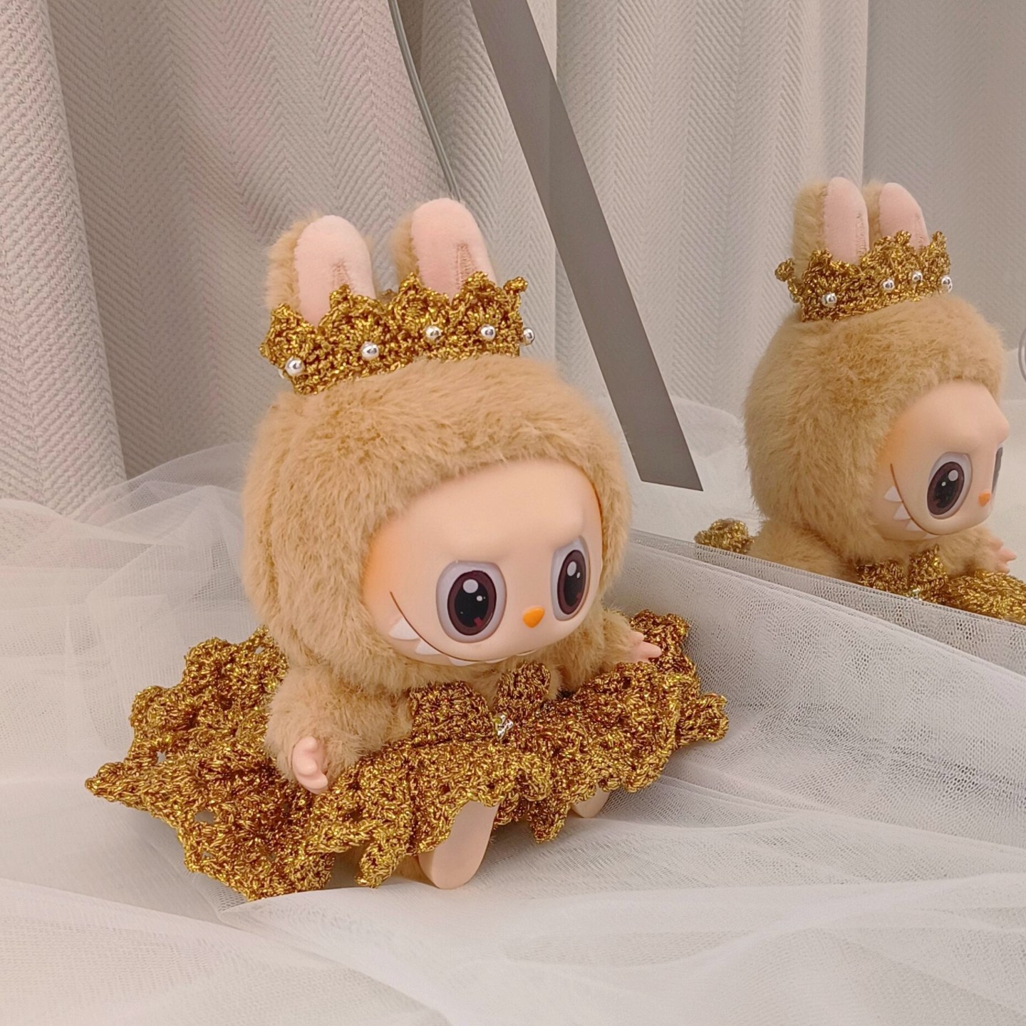 17cm拉布布限定款拖尾礼服高定娃衣labubu周边手工钩针材料包教程,淘宝优惠券,粉丝福利购,淘宝优惠卷