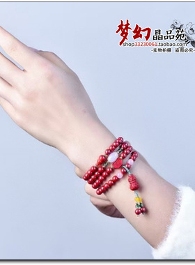 高含量朱砂手串帝王砂女四圈多圈葫芦手链饰品做恶梦走夜路护身符
