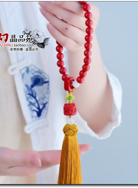 原矿高含量朱砂红砂水飞砂醒狮汽车挂件车挂包挂高档车饰品护身符