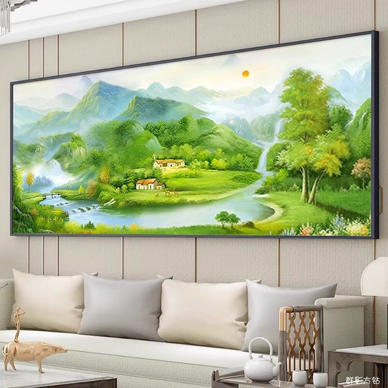 5d客厅旺宅钻石画方钻满钻新款风水宝地福居山水风景粘贴钻十字绣,淘宝优惠券,粉丝福利购,淘宝优惠卷