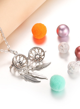 墨西哥钟声羽毛流苏项链音乐球女士芳香疗法精油扩散器精美饰品