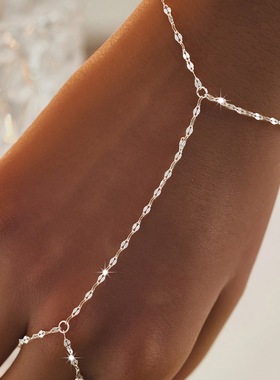 日韩INS风金属手指链几何亮片细链条手环个性冷淡风潮流饰品批发