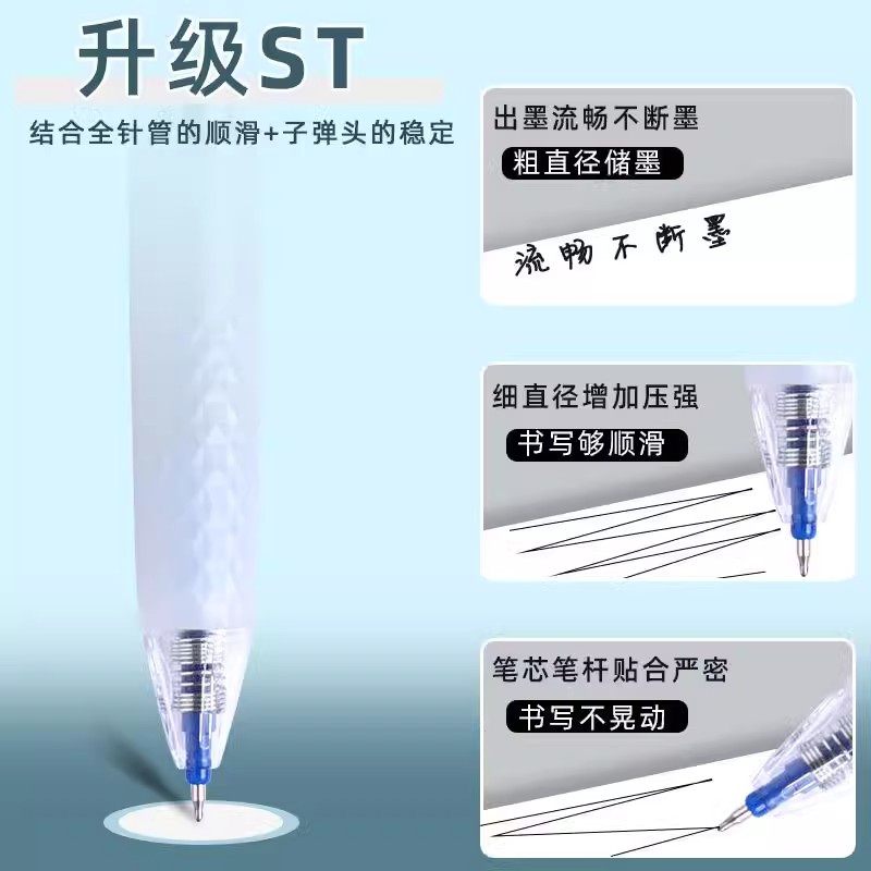 晨光大墨王ST笔头0.5速干黑红蓝中性笔学生大容量签字刷题笔J9001 - 图2