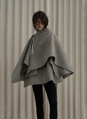 【现货】MAYALI 25AW 双面尼编绳扣方片披肩 DOUBLEBOO