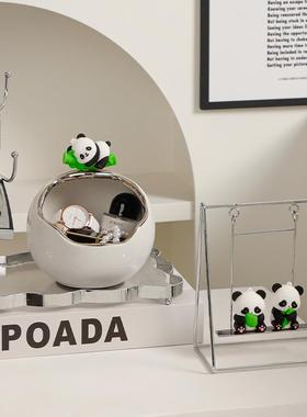 网红荡秋千熊猫小摆件创