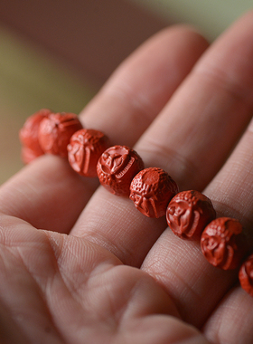 湘西水飞原矿朱砂佛珠女款手串红砂朱砂高含量天然辰砂可出证书