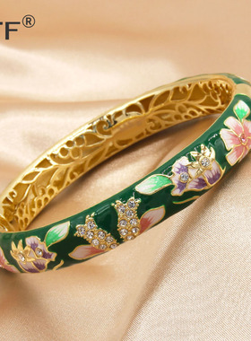 复古高雅女铜景泰蓝手镯大圈旅游