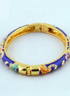 七宝烧椭圆形掐丝景泰蓝手镯