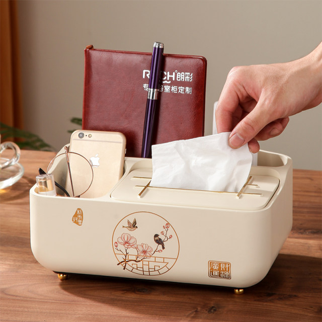 New Chinese style modern minimalist resin multi-function tissue box