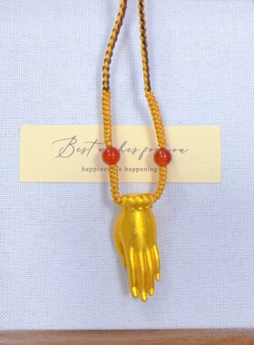 镀真金强保色古法沙金莲花无畏佛手项链新中式复古风百搭气质项链