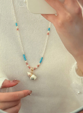 原创新款精致轻奢多巴胺彩色滴油葫芦串珠项链女时尚高级感毛衣链