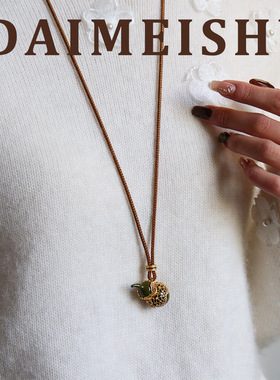 原创新中式彩色滴油珐琅珍珠蕾丝葫芦福禄毛衣链轻奢高级感长项链