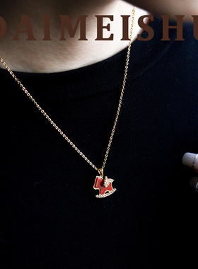 马年时尚精致微镶锆石红色小马吊坠项链轻奢高级感百搭新年锁骨链