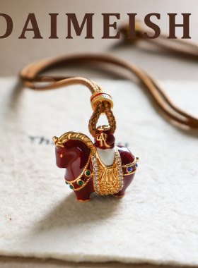 原创时尚精致锆石红色滴油马上有钱吊坠毛衣链轻奢高级感长项链女