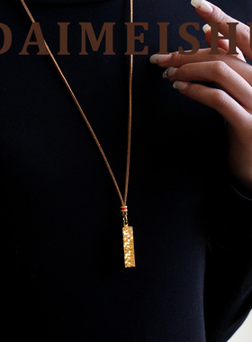 新中式时尚精致复古百搭碎冰冰小方条吊坠毛衣链轻奢高级感长项链