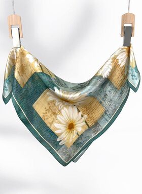 【雏菊信笺】气质温柔春秋季薄款桑蚕丝真丝装饰领巾百搭53CM方巾