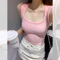 Song Xiaonn knit wide shoulder strap vest woman summer outside wearing body internal lap short sleeveless sleeveless harness blouse for covering breast milk