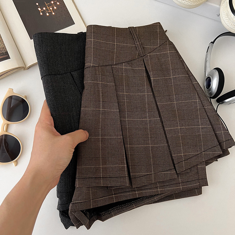 美式复古格纹高腰显瘦半身裙防走光短裙百褶裙a字裙女裤裙小个子,淘宝优惠券,粉丝福利购,淘宝优惠卷