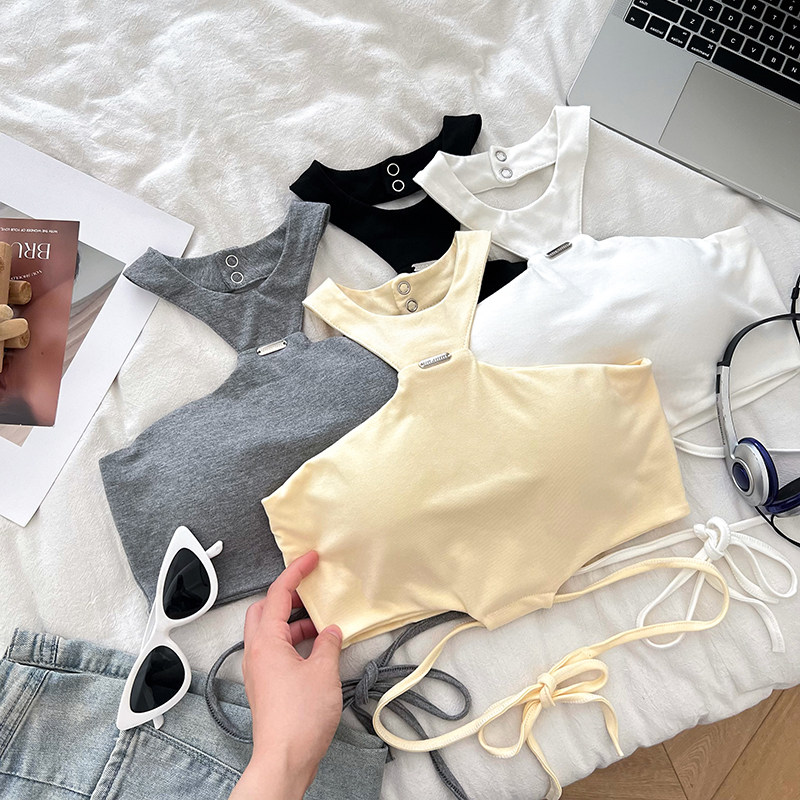 纯欲气质百搭镂空挂脖交叉绑带短款吊带背心抹胸内搭打底衫上衣女,淘宝优惠券,粉丝福利购,淘宝优惠卷