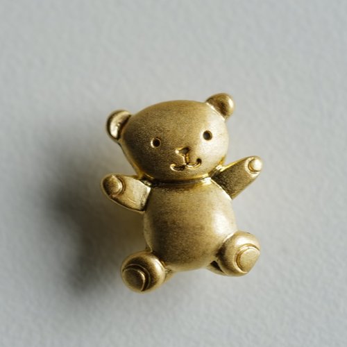 15mmx14mm1颗价英国Textile Garden仿金属ABS磨砂金小熊造型纽扣 - 图0