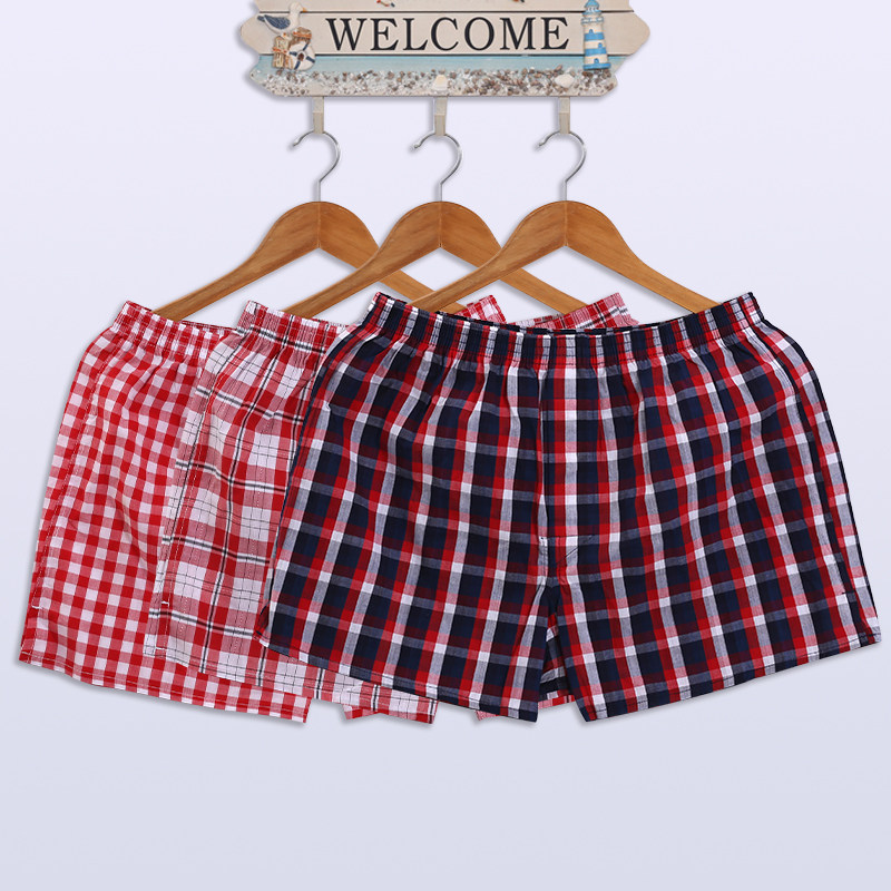 三条装阿罗裤本命年大红内裤男士纯棉宽松透气大码梭织内裤平角裤,淘宝优惠券,粉丝福利购,淘宝优惠卷