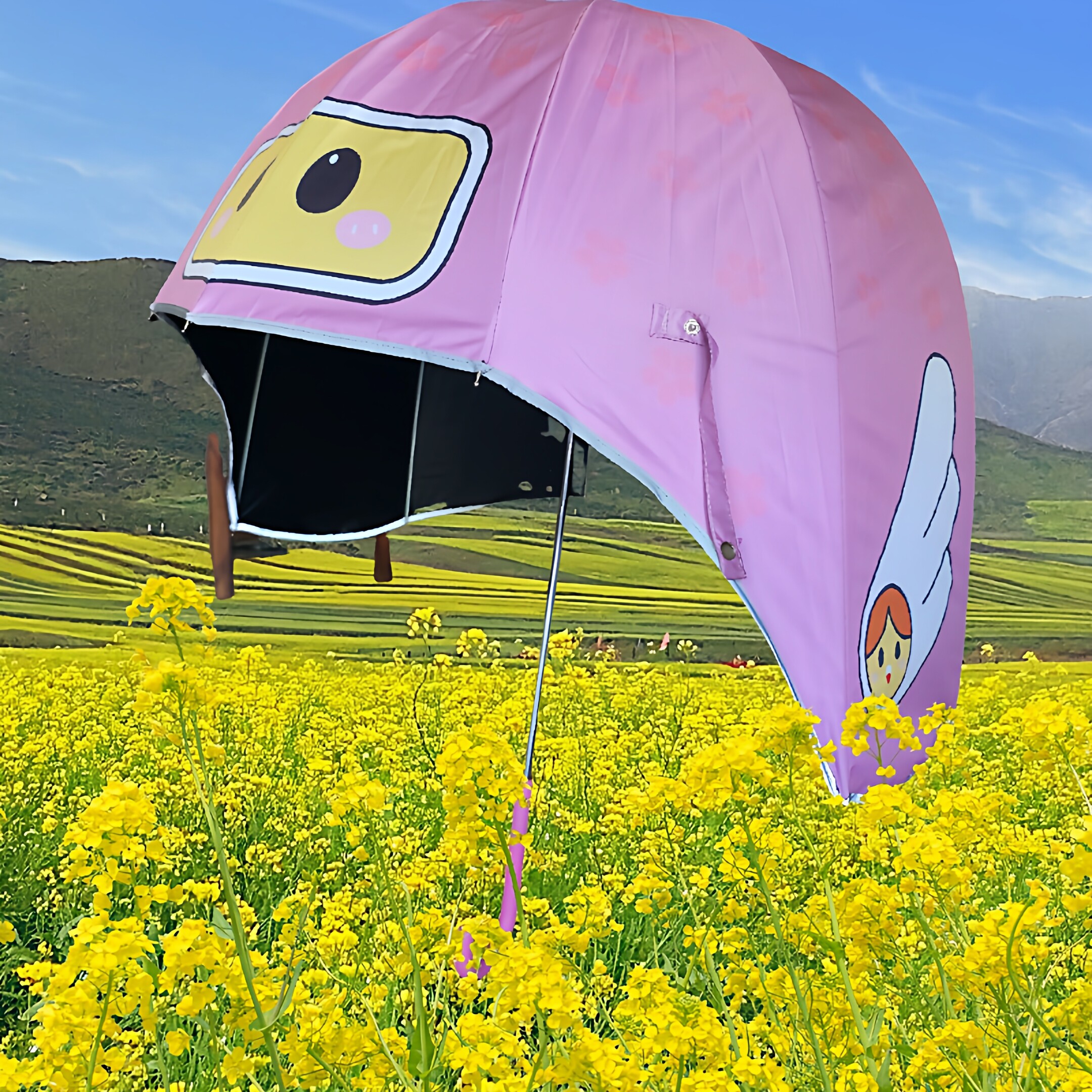 关晓彤范丞丞同款防紫外线遮阳伞新款学生帽子头盔伞折叠晴雨伞