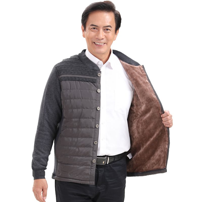 棉庄中老年保暖内衣男加绒加厚保暖开衫外穿防寒单上衣爸爸装5580 - 图3