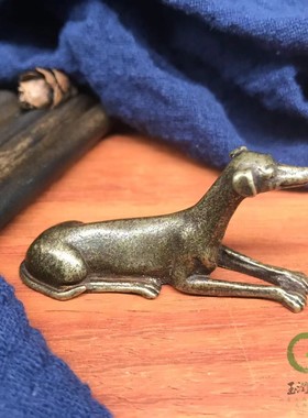 纯黄铜复古风书房生肖狗桌面摆件