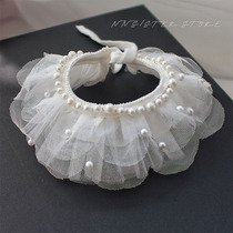 Fairy Kitty kittens Neck Lace Petals Cute Pearls Neckline of Saliva Scarves puppies Accessories Muzzle Pet Ornaments