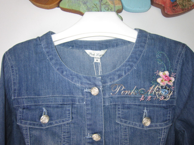 ພາກຮຽນ spring ແລະ summer slim fit embroidered jacket denim tops ຂອງແມ່ຍິງ