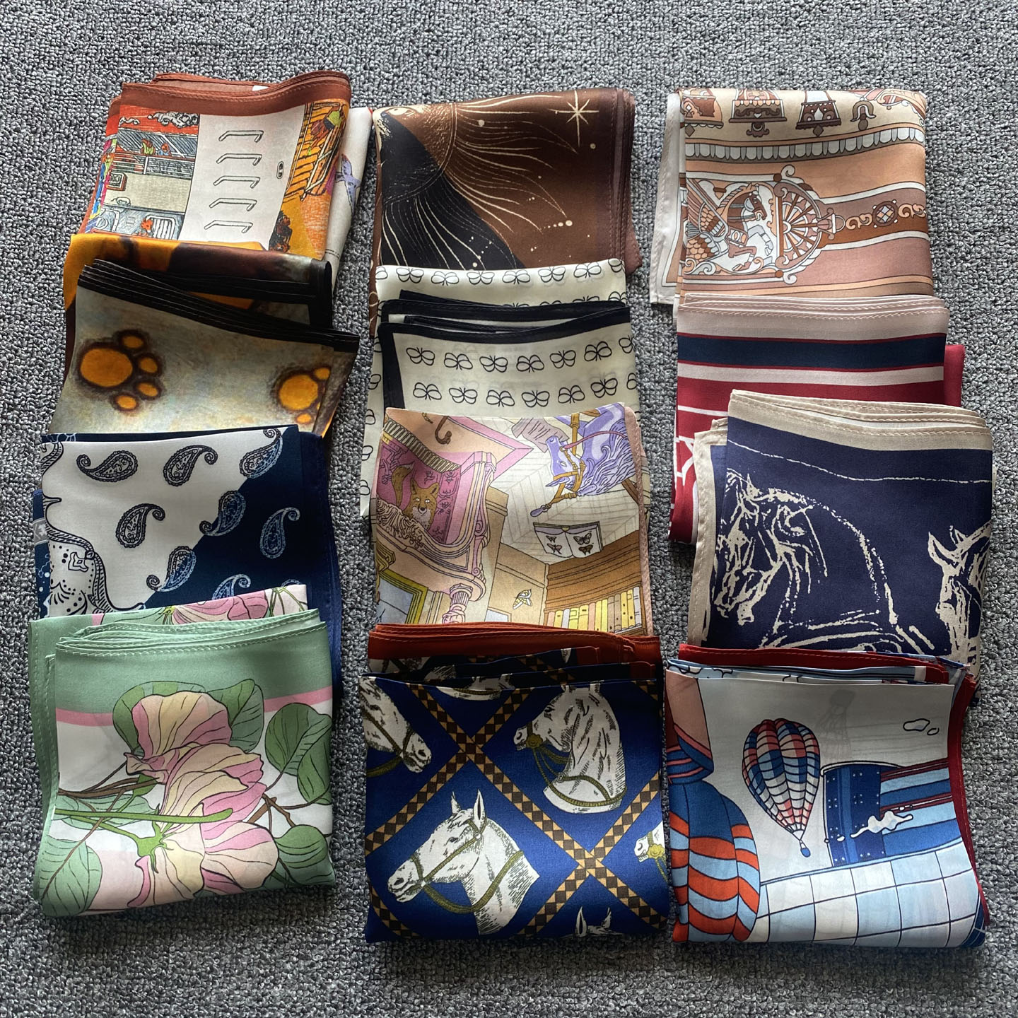 杭州丝绸送人礼品100%桑蚕丝围巾真丝丝巾53*53cm小方巾5条可包邮 - 图0