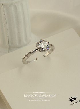 戒指锆石925纯银不掉色
