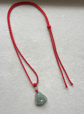 亏本捡漏 天然和田玉大肚佛吊坠纯手工编织项链绳晴水料高档挂绳