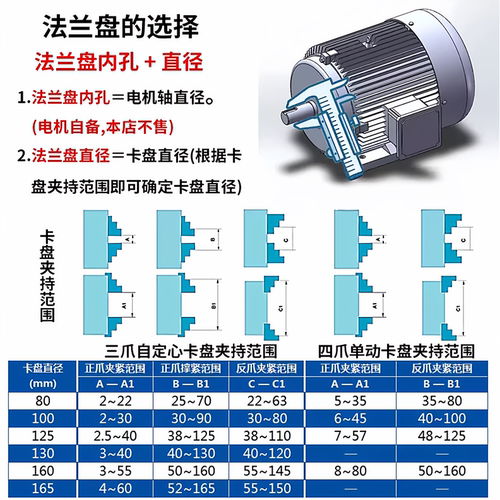 K11-80 100三爪卡盘电机轴法兰盘四爪单动125卡盘法兰过渡盘铸铁 - 图0