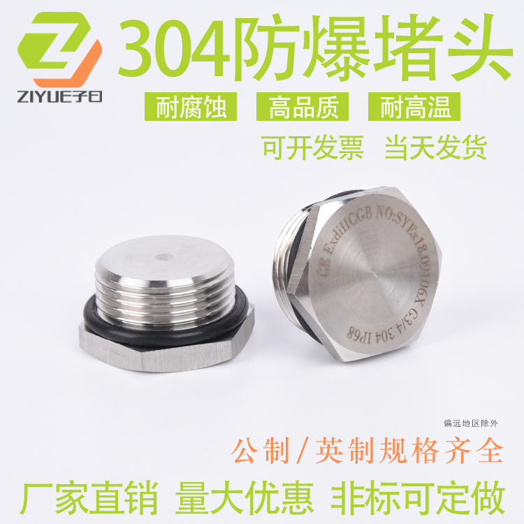 304不锈钢外六角金属防爆堵头实心防水尘M20*1.5NPT1/2G1/23/4NPT - 图2