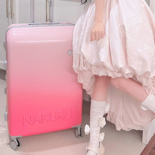 NAKURU粉色渐变旅行箱行李箱铝框密码箱女29寸大容量万向轮拉杆箱 - 图0