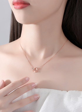 莫比乌斯环项链女环环相扣锁骨链