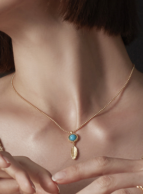 朗睦原创设计羽毛吊坠项链银镀金