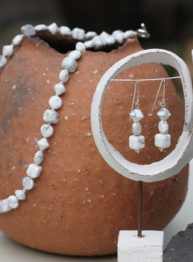 朗睦原创天然白松石手工项链女