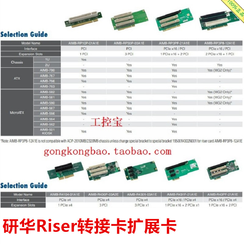 研华Riser卡PCIPCIE转接卡AIMB-R430P-03A3E A2E PCIex4 to 3PCI - 图2