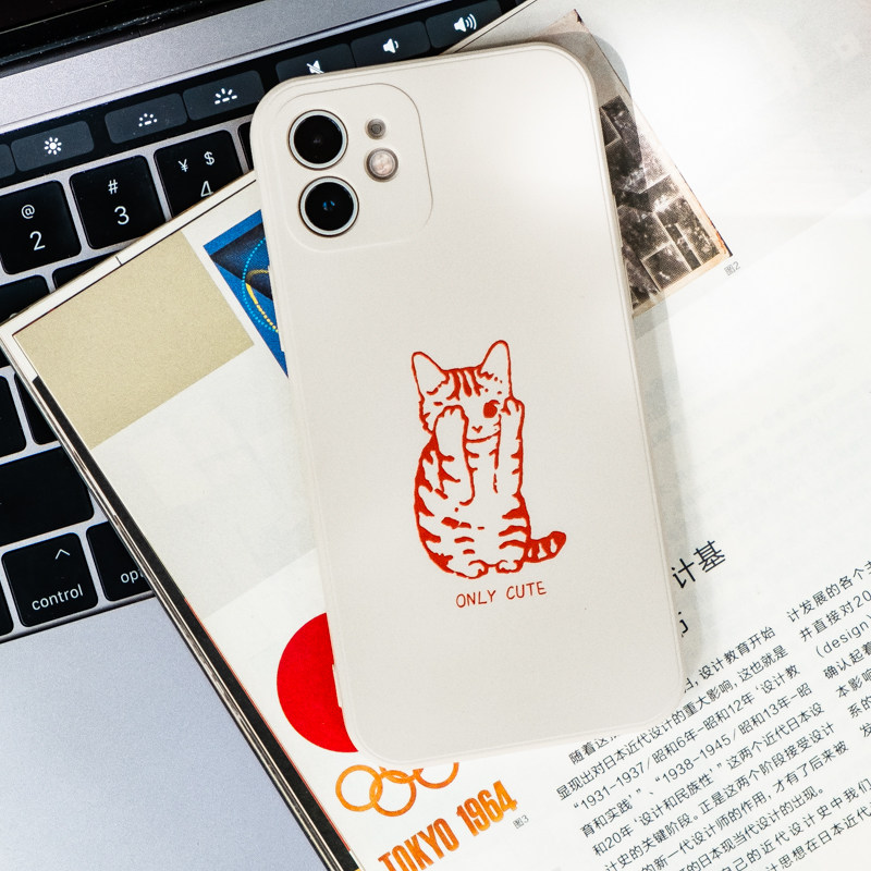 复古小猫 喵喵可爱少女插画古董白硅胶软壳 适用于苹果17ProMaxiPhoneAir小米14华为pura70mate60三星s24